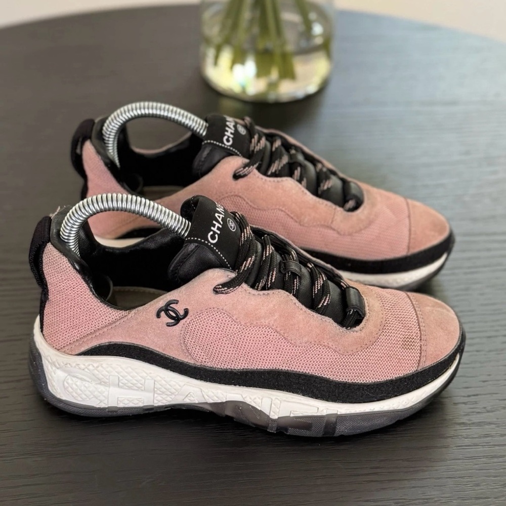 CHANEL Women's Blush and Black Sneakers